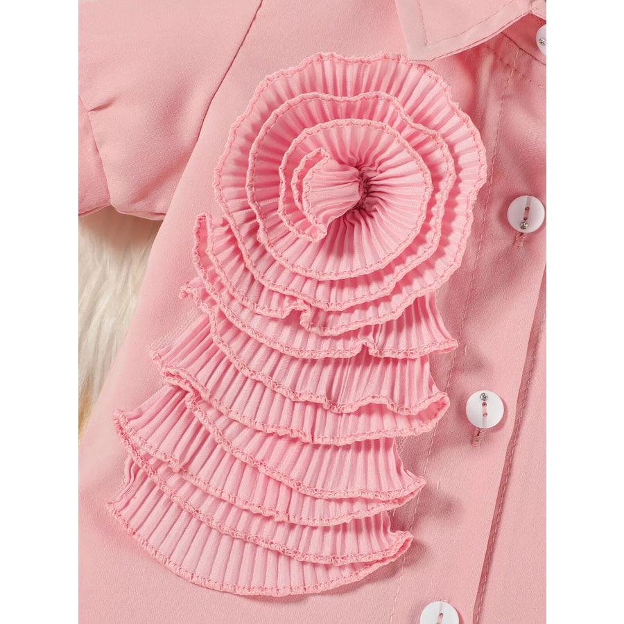 Children’s Flower Decor Shirt & Pleated Skirt Set Apparel and Accessories