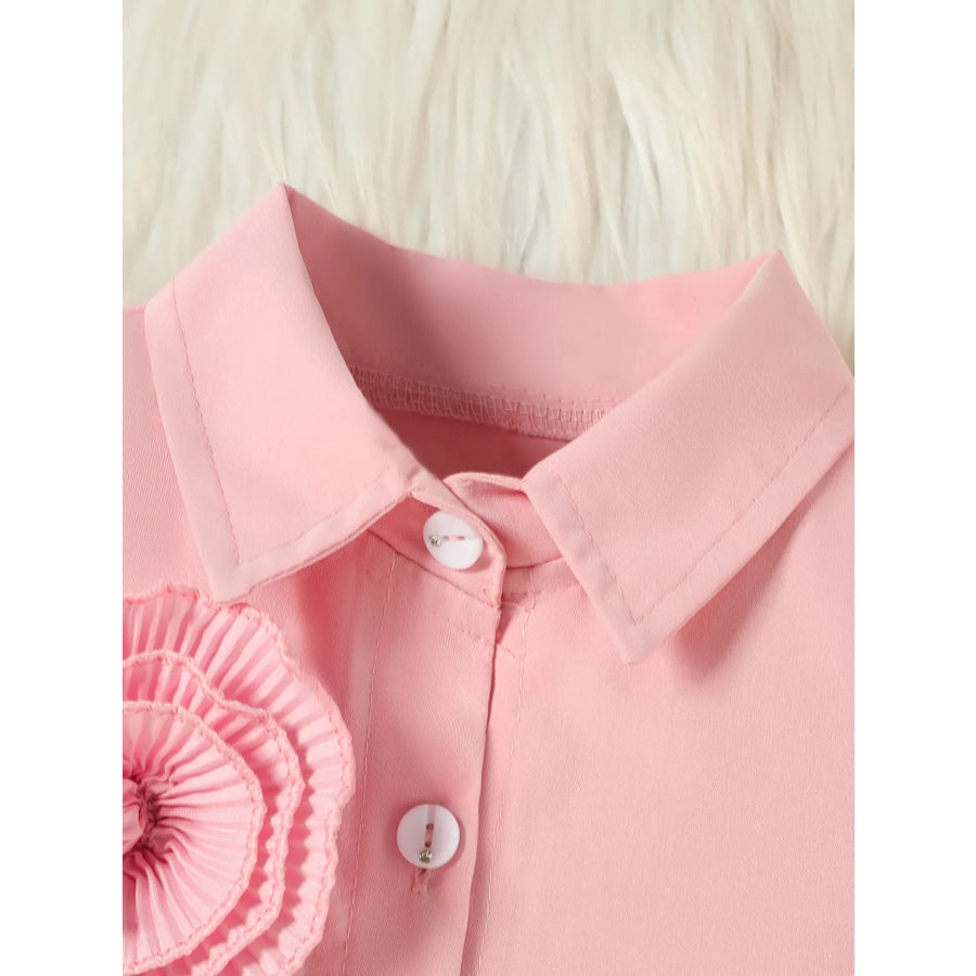Children’s Flower Decor Shirt & Pleated Skirt Set Apparel and Accessories