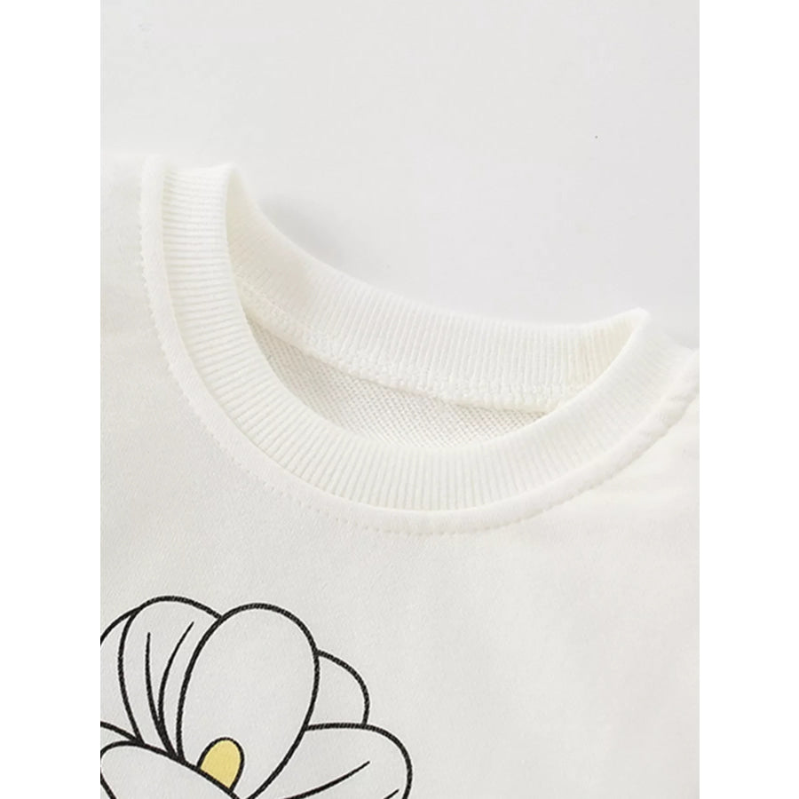 Children’s Flower Graphic Crew Neck Sweatshirt Apparel and Accessories