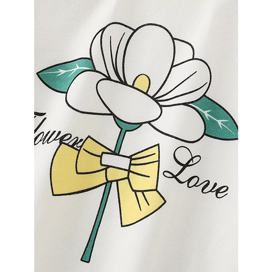 Children’s Flower Graphic Crew Neck Sweatshirt Apparel and Accessories
