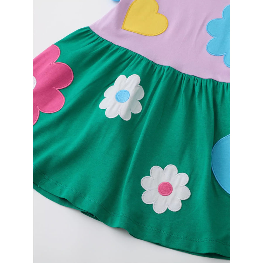 Children’s Flower Round Neck Dress Apparel and Accessories