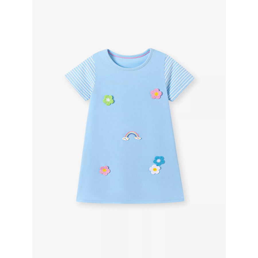 Children’s Flower Round Neck Dress Apparel and Accessories