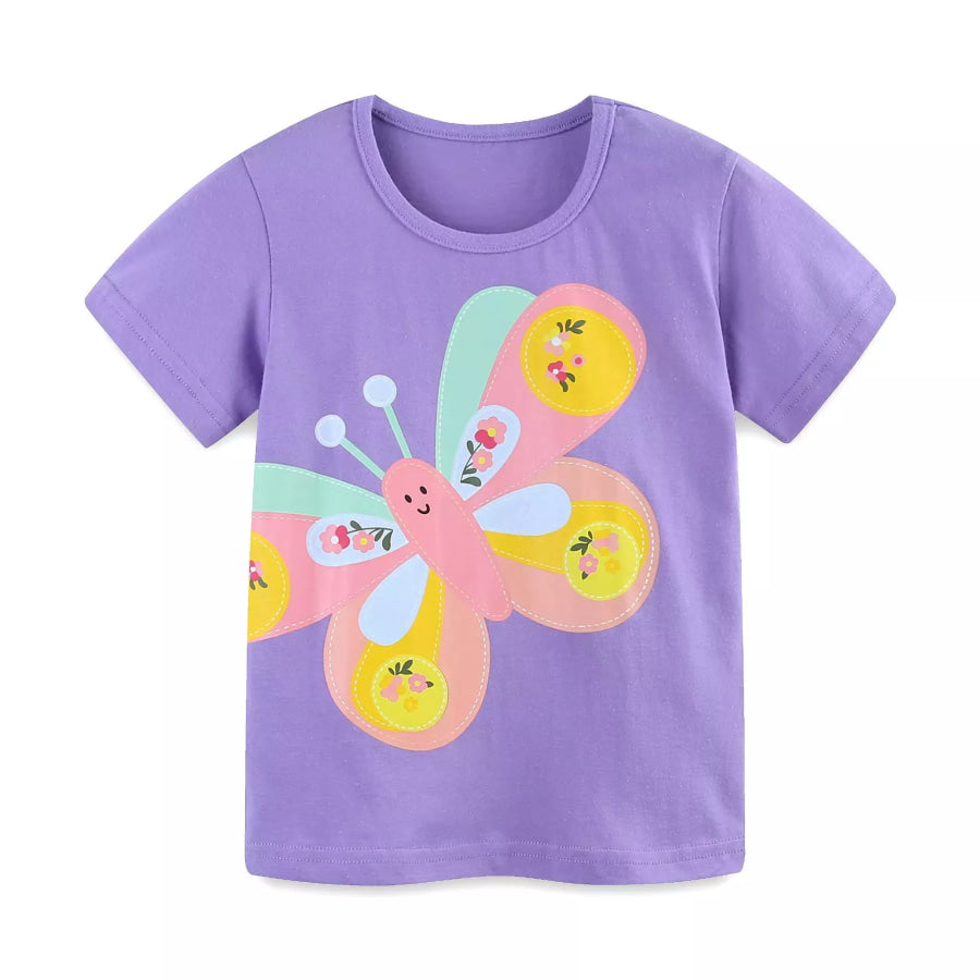 Children’s Flower Round Neck Short Sleeve Tee Set Apparel and Accessories