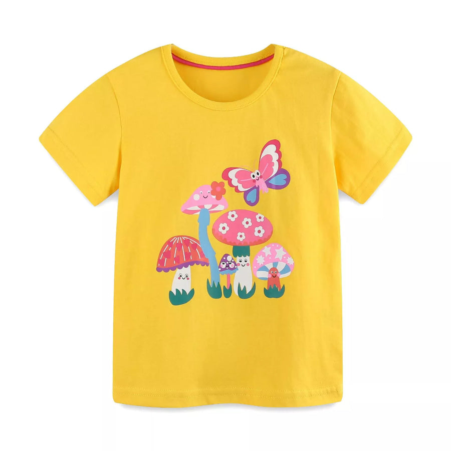 Children’s Flower Round Neck Short Sleeve Tee Set Apparel and Accessories