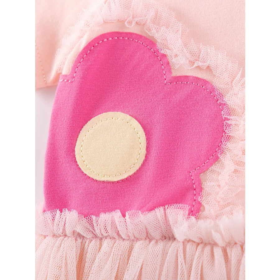 Children’s Flower Round Neck Tulle Dress Apparel and Accessories