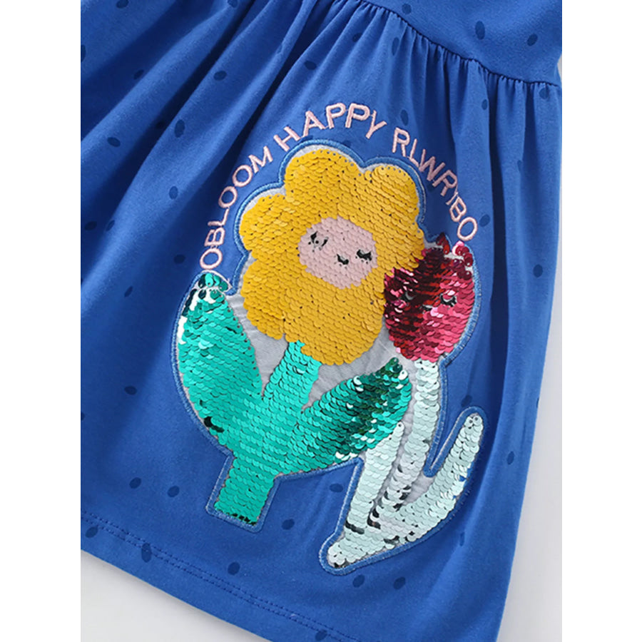 Children’s Flower Sequin Short Sleeve Dress Apparel and Accessories