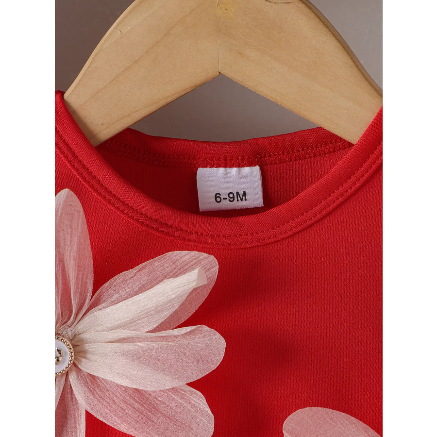 Children’s Flower Sleeveless Round Neck Dress Apparel and Accessories