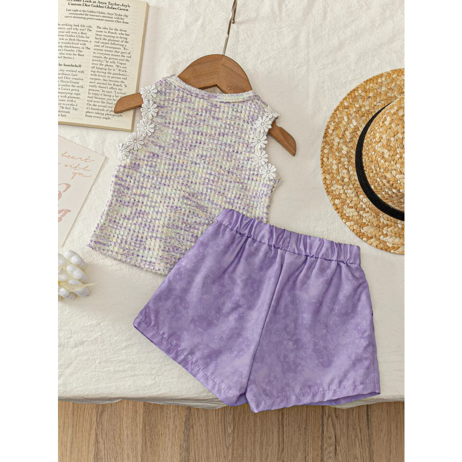 Children’s Flower Sleeveless Top and Shorts Set Apparel and Accessories