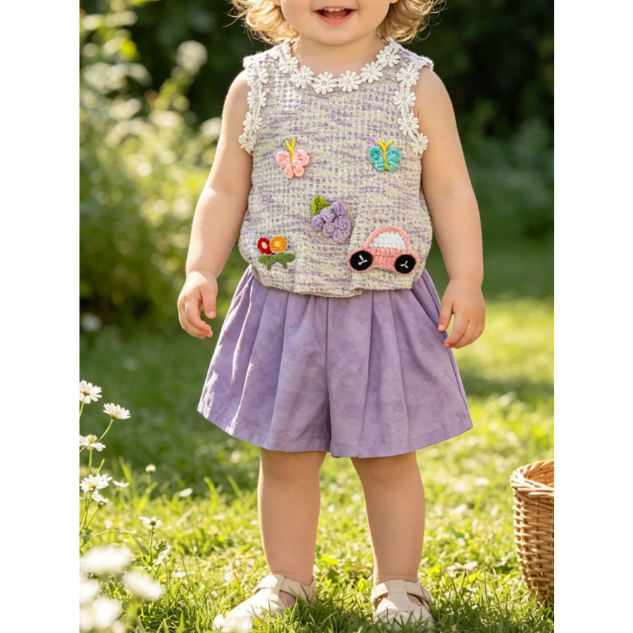 Children’s Flower Sleeveless Top and Shorts Set Apparel and Accessories