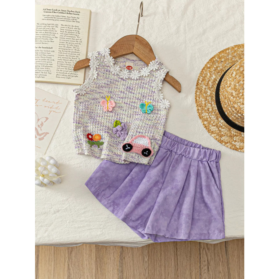 Children’s Flower Sleeveless Top and Shorts Set Apparel and Accessories