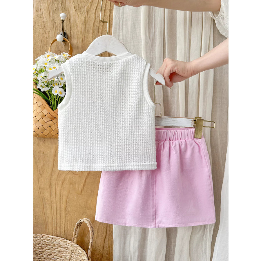 Children’s Flower Sleeveless Top and Skirt Set Apparel and Accessories