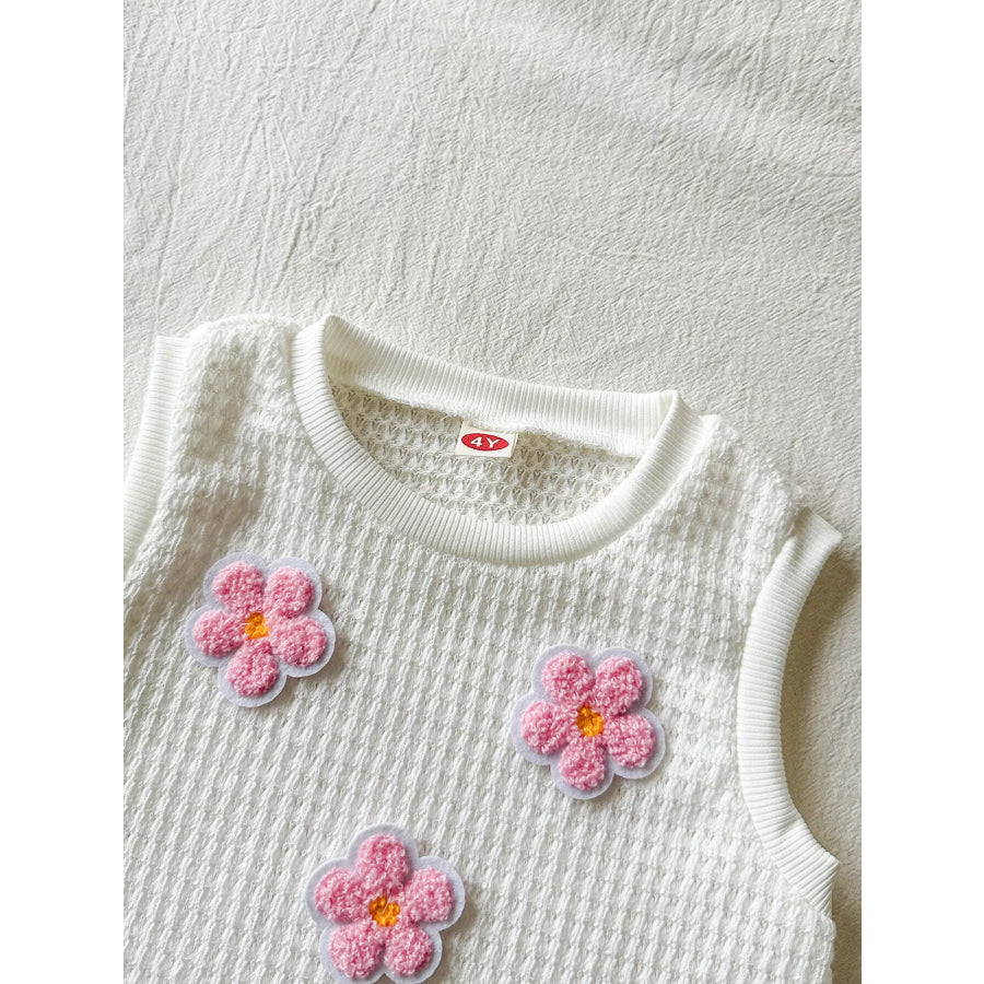 Children’s Flower Sleeveless Top and Skirt Set Apparel and Accessories