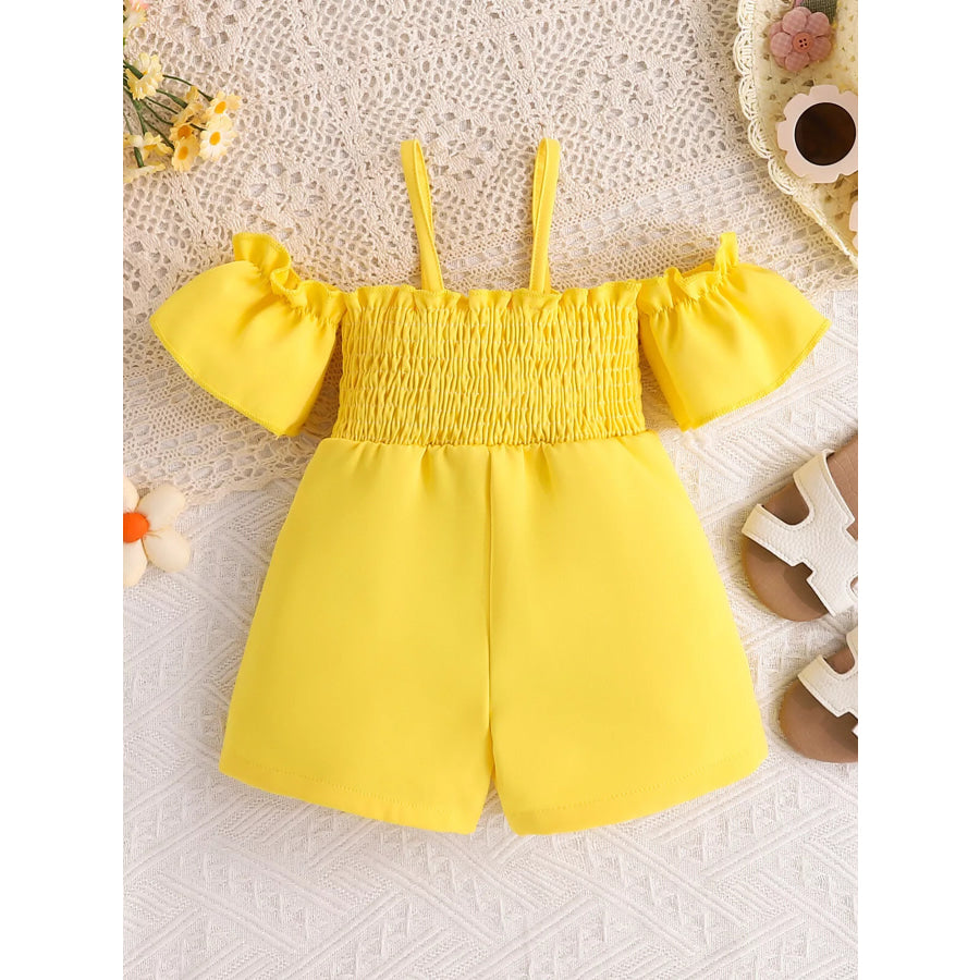 Children’s Flower Smocked Short Sleeve Romper Apparel and Accessories