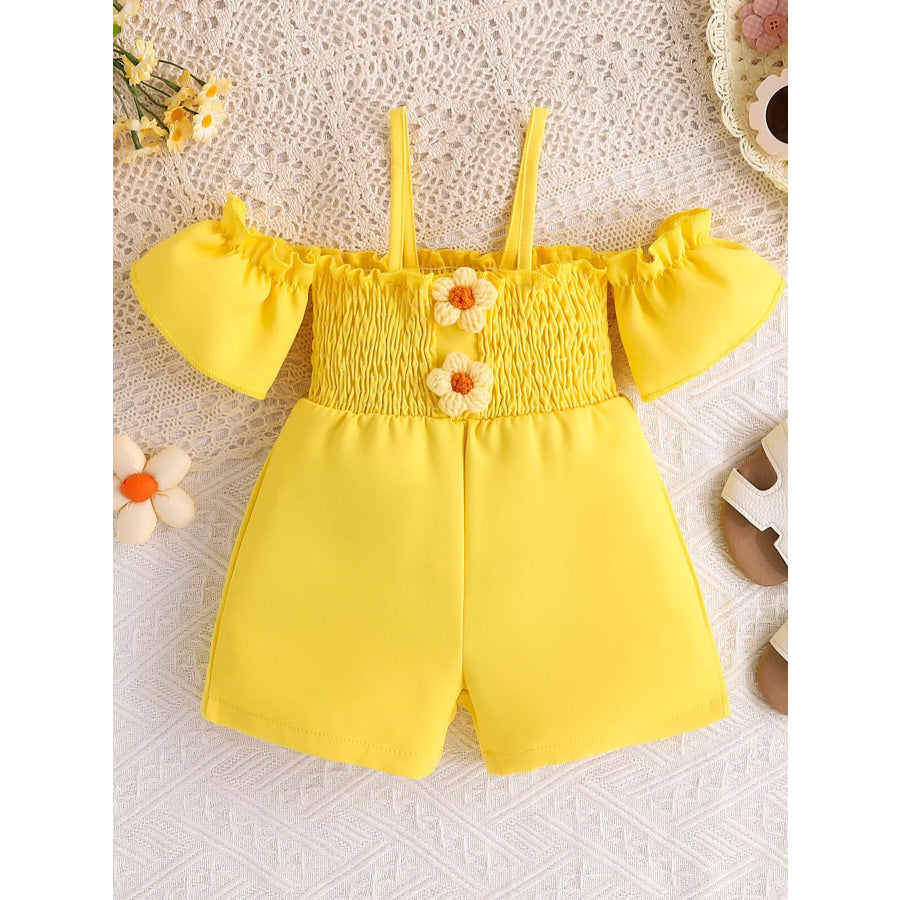 Children’s Flower Smocked Short Sleeve Romper Apparel and Accessories