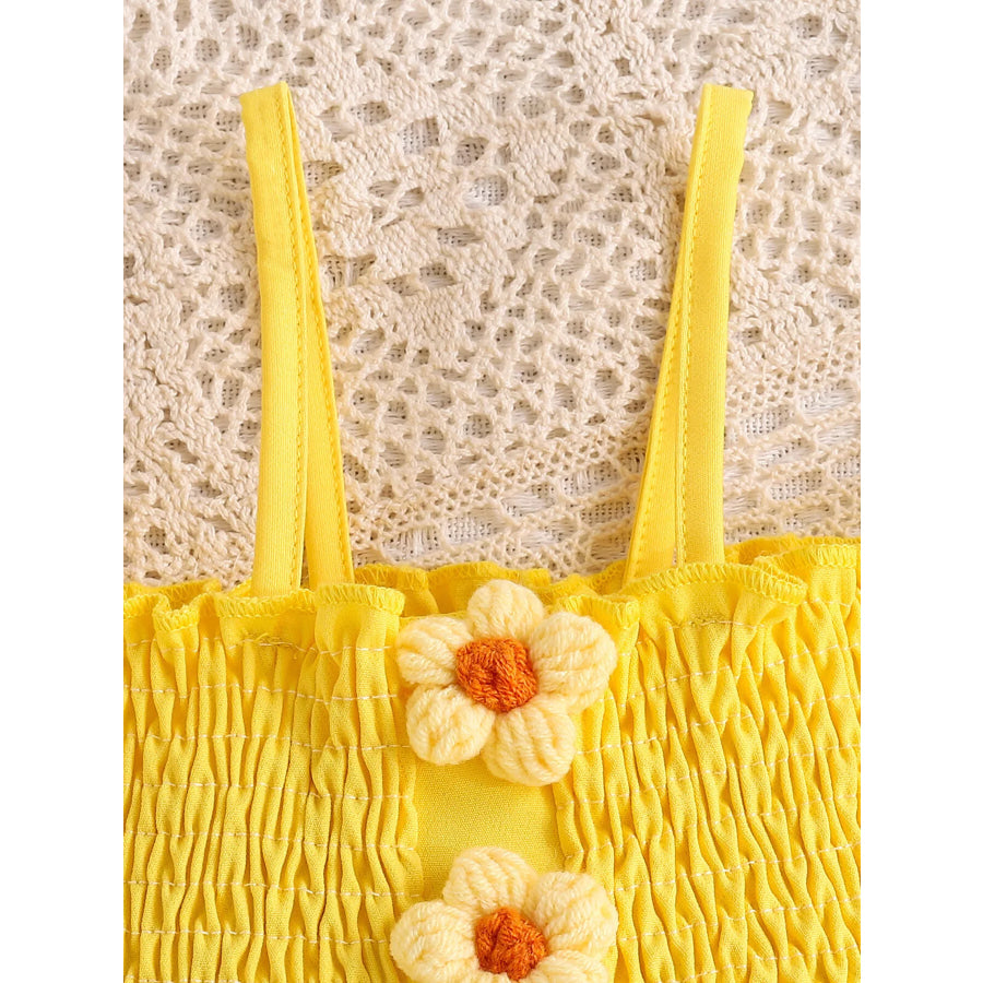 Children’s Flower Smocked Short Sleeve Romper Apparel and Accessories