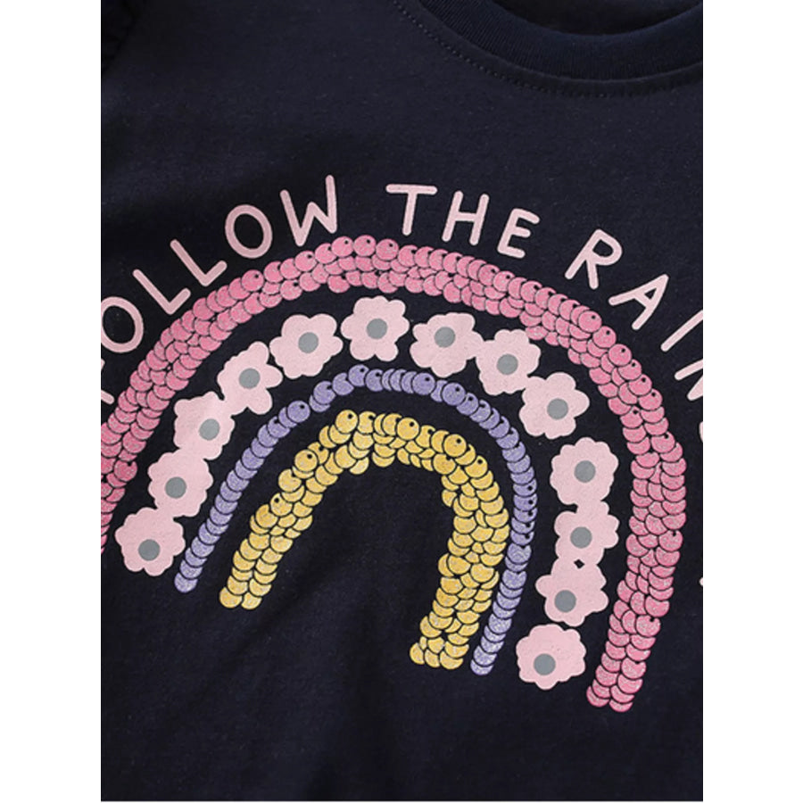 Children’s Follow The Rainbow Ruffle Sleeve T-Shirt and Shorts Set Apparel and Accessories