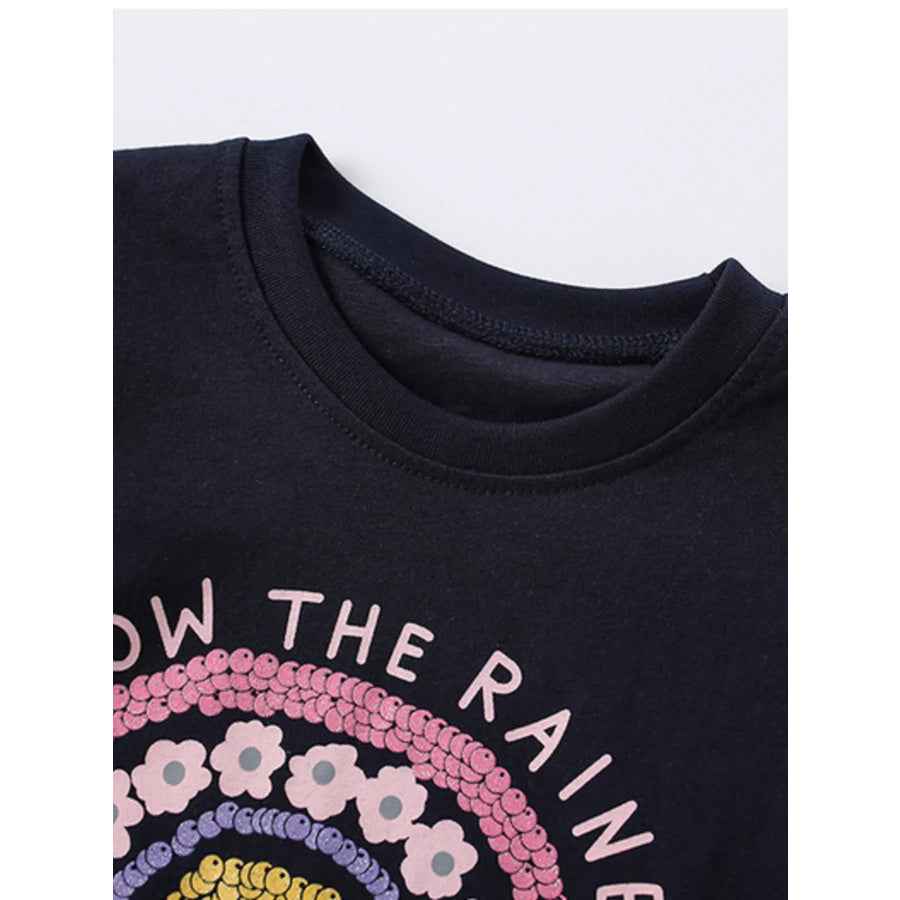 Children’s Follow The Rainbow Ruffle Sleeve T-Shirt and Shorts Set Apparel and Accessories