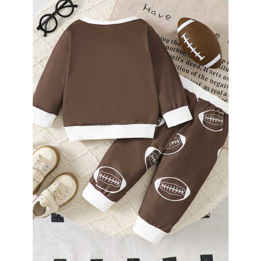Children’s Football Print Round Neck Top & Pants Set Apparel and Accessories