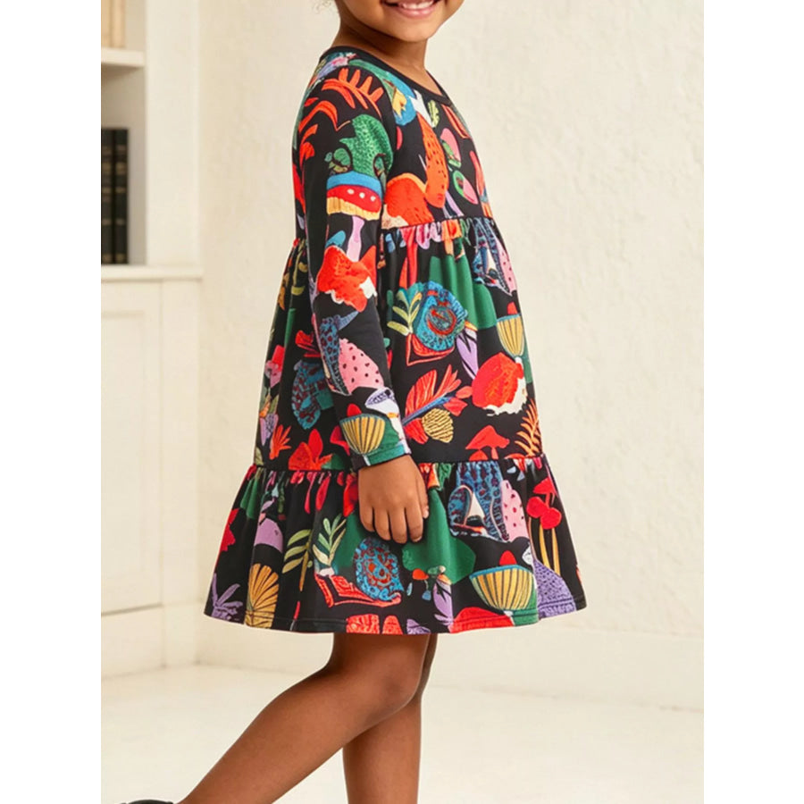 Children’s Forest Animal Print Long-Sleeve Dress Apparel and Accessories