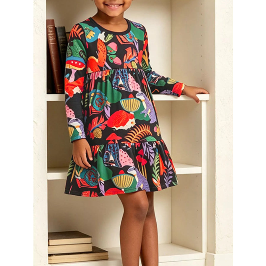 Children’s Forest Animal Print Long-Sleeve Dress Multicolor / 2Y Apparel and Accessories