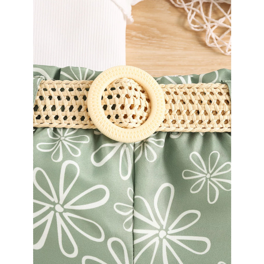 Children’s Frill Sleeveless Top and Belt Shorts Set Apparel and Accessories