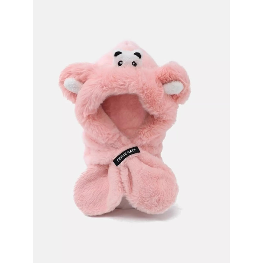 Children’s Frog Plush Scarf Hat Pink / One Size Apparel and Accessories