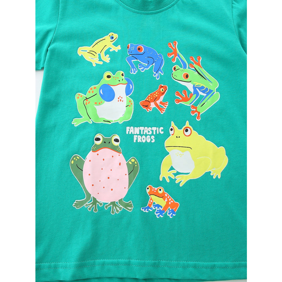 Children’s Frog Print Short Sleeve T-Shirt Apparel and Accessories
