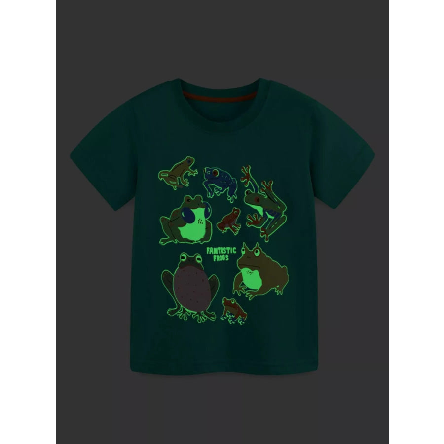 Children’s Frog Print Short Sleeve Tee and Shorts Set Apparel and Accessories
