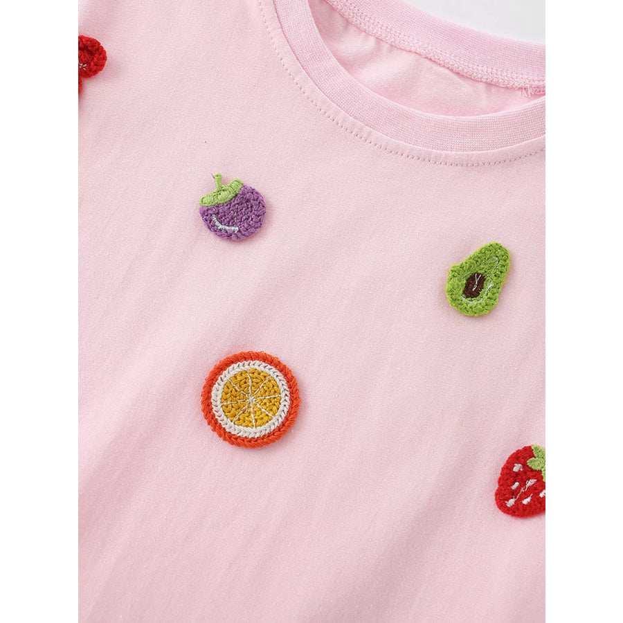 Children’s Fruit Applique Round Neck T-Shirt
