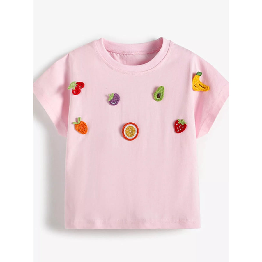 Children’s Fruit Applique Round Neck T-Shirt