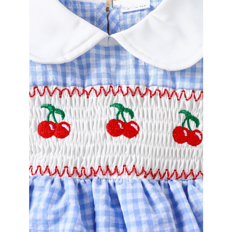 Children’s Fruit Embroidered Gingham Smocked Dress Apparel and Accessories