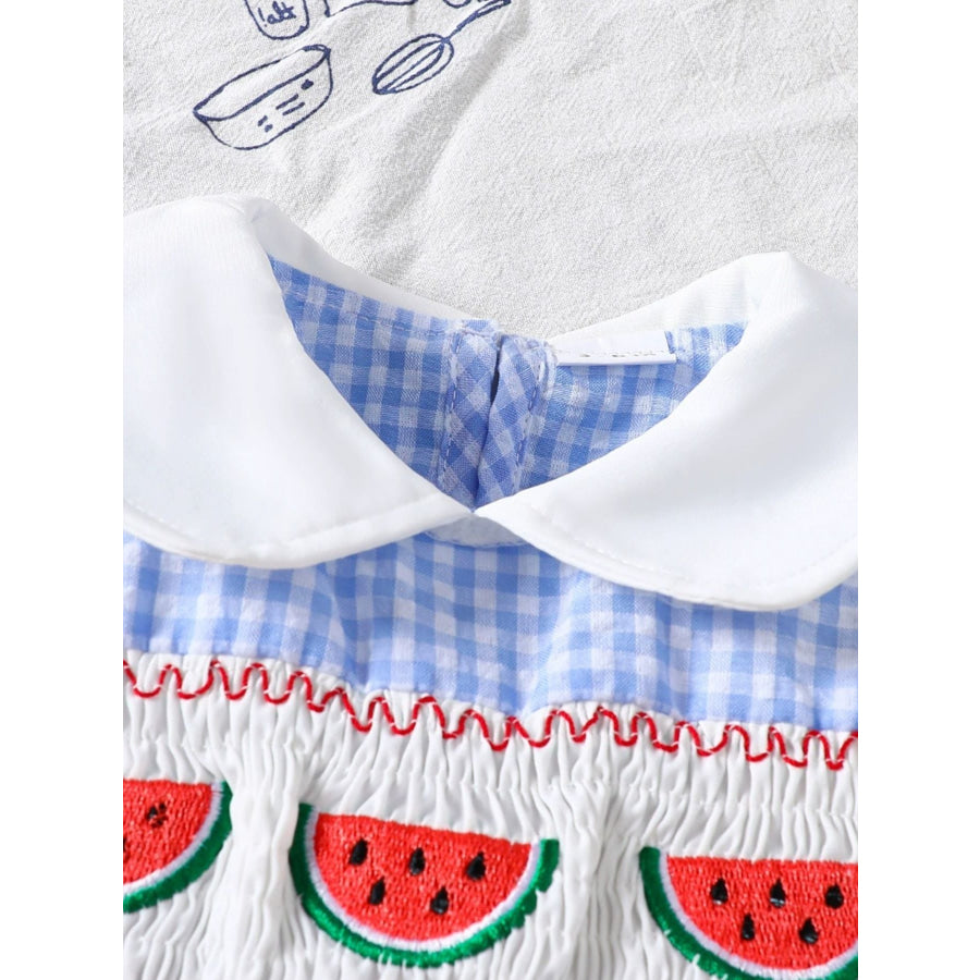Children’s Fruit Embroidered Gingham Smocked Dress Apparel and Accessories