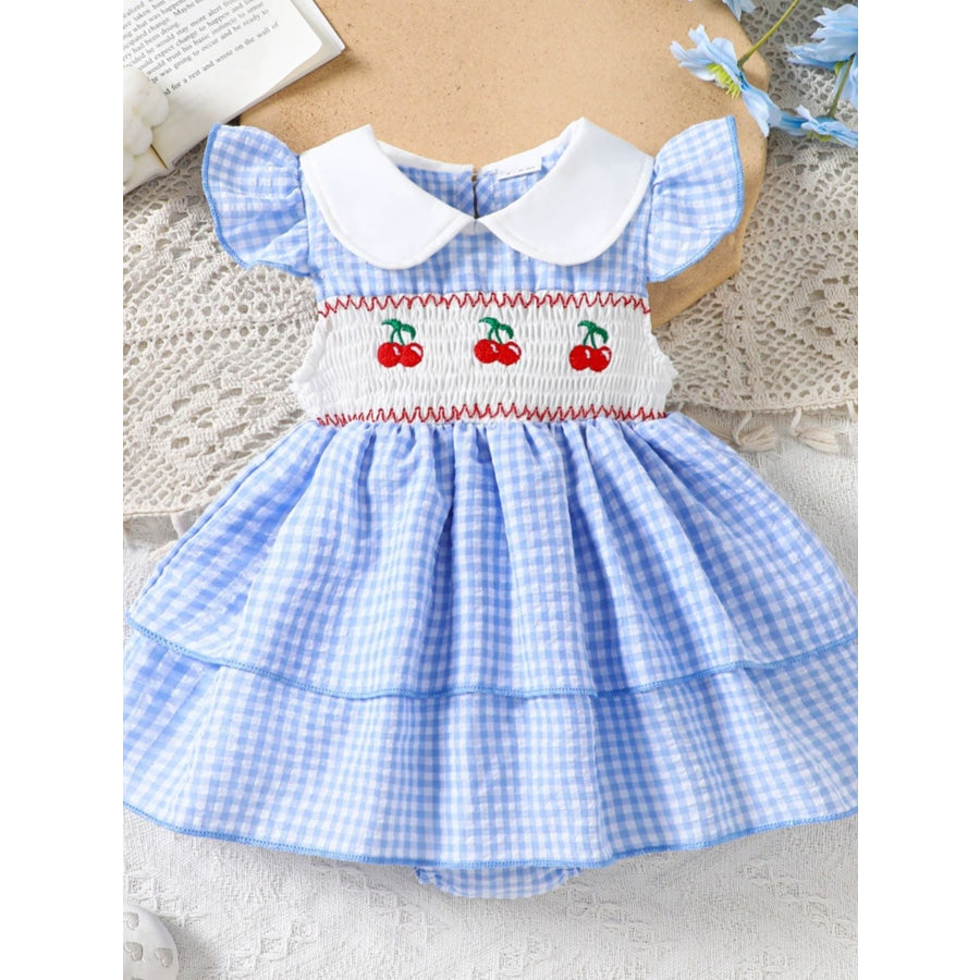 Children’s Fruit Embroidered Gingham Smocked Dress White / 0-3M Apparel and Accessories