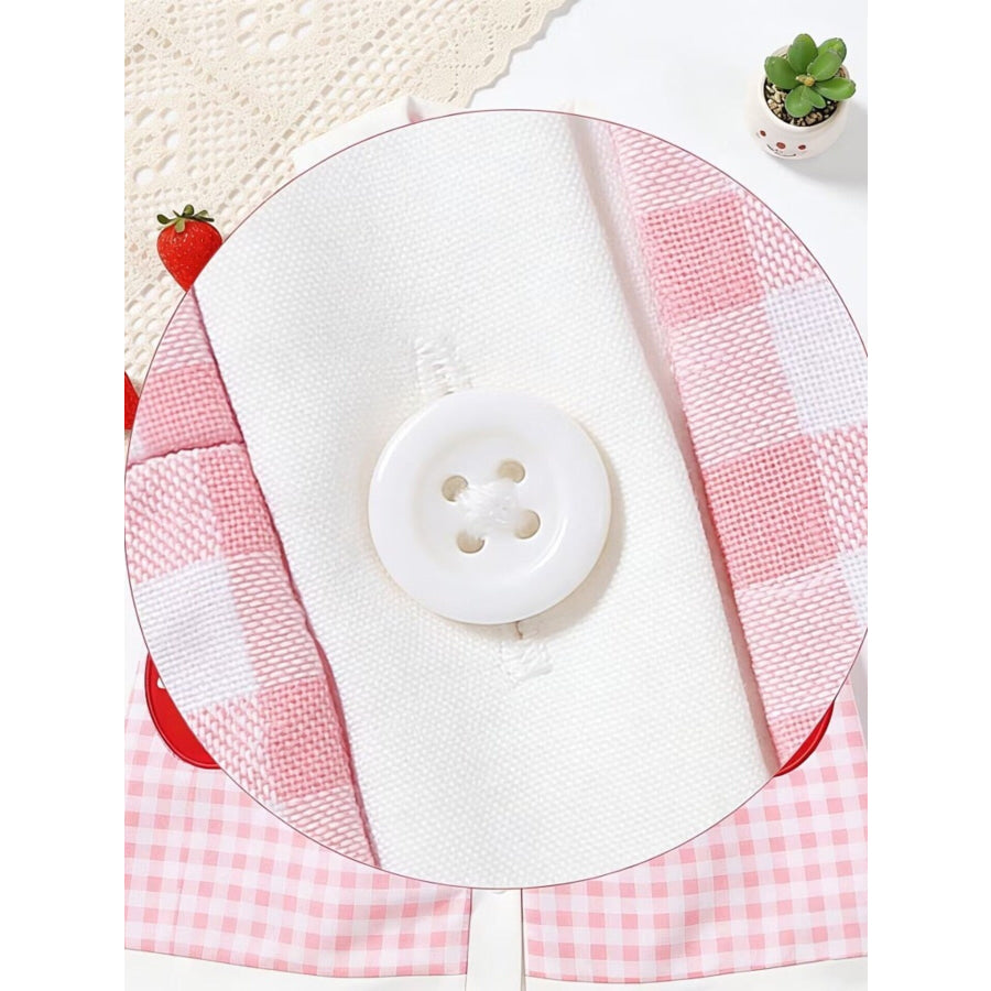 Children’s Fruit Embroidered Sleeveless Plaid Dress Apparel and Accessories