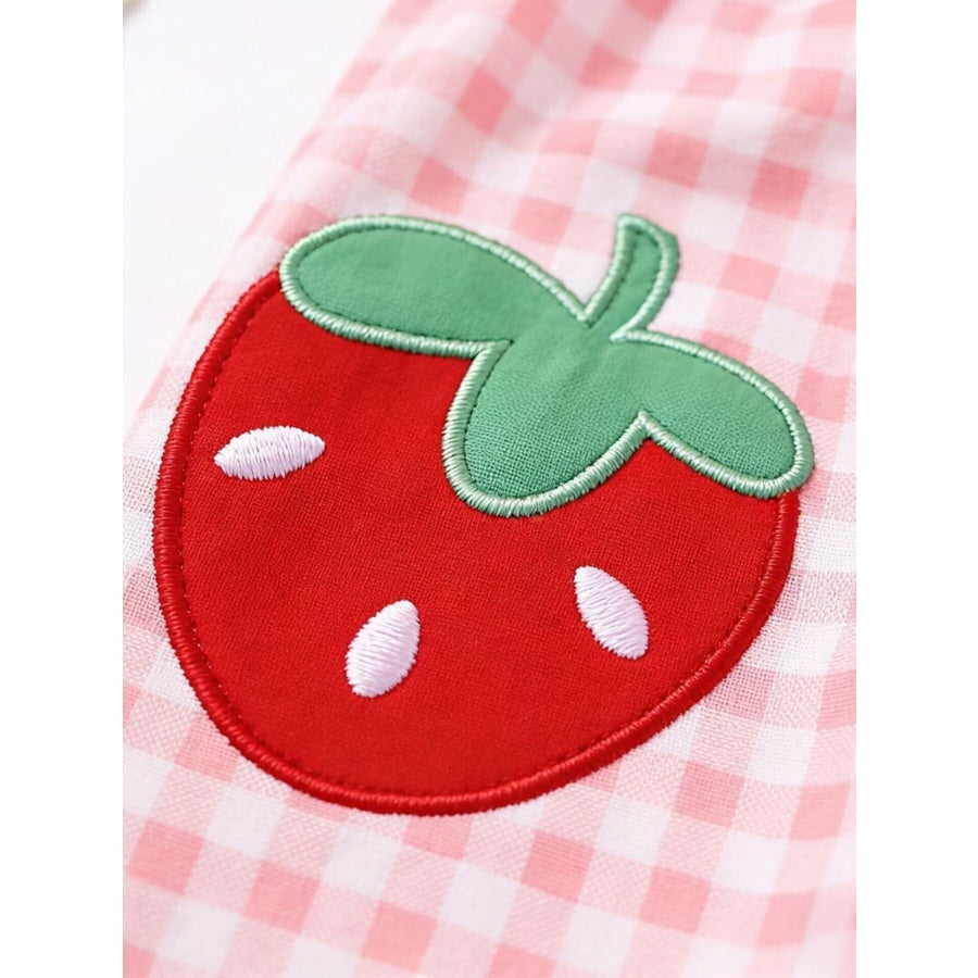 Children’s Fruit Embroidered Sleeveless Plaid Dress Apparel and Accessories