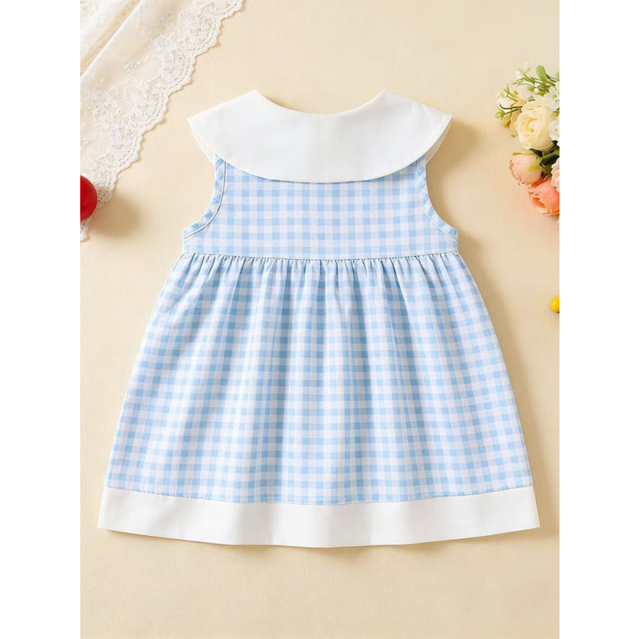Children’s Fruit Embroidered Sleeveless Plaid Dress Apparel and Accessories