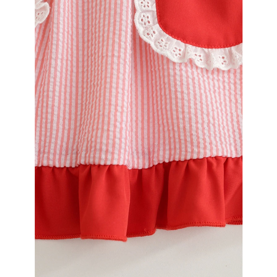 Children’s Fruit Embroidered Striped Short Sleeve Dress Apparel and Accessories