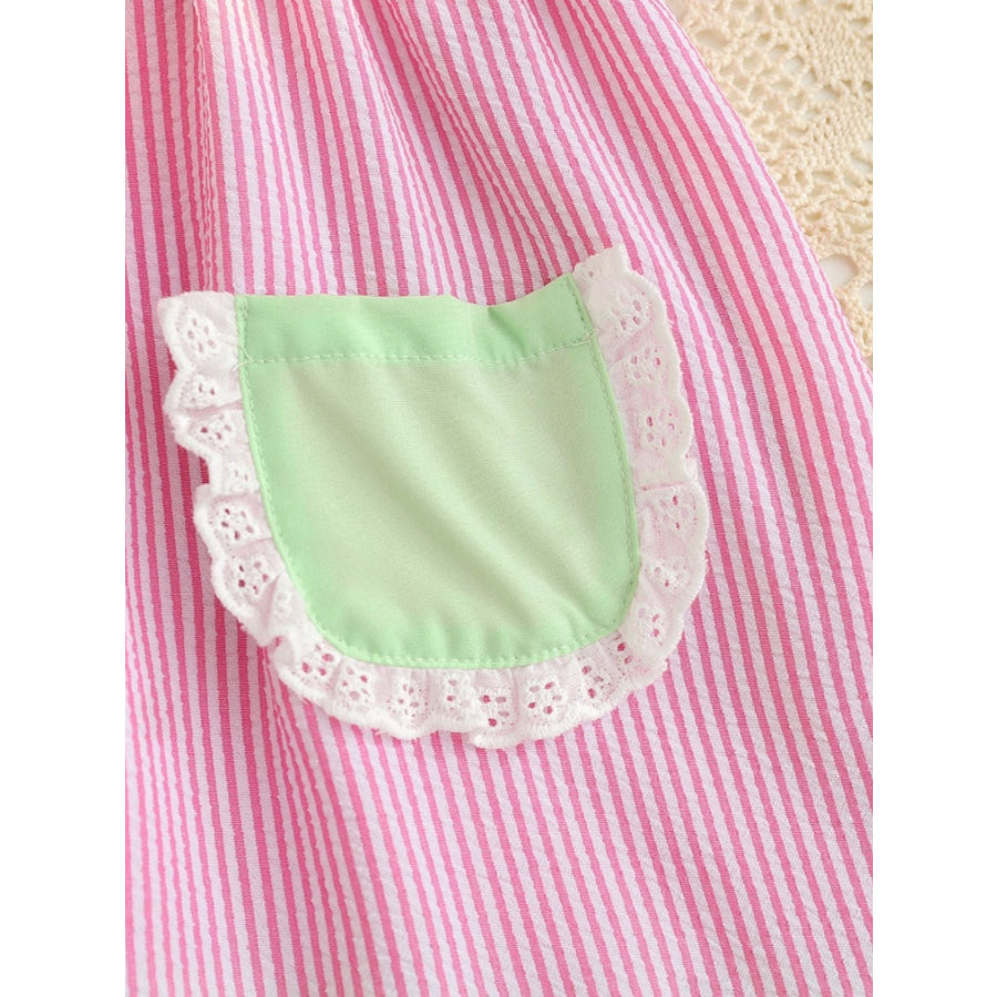 Children’s Fruit Embroidered Striped Short Sleeve Dress Apparel and Accessories
