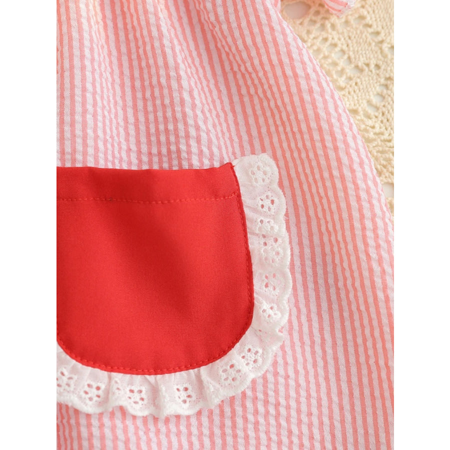 Children’s Fruit Embroidered Striped Short Sleeve Dress Apparel and Accessories