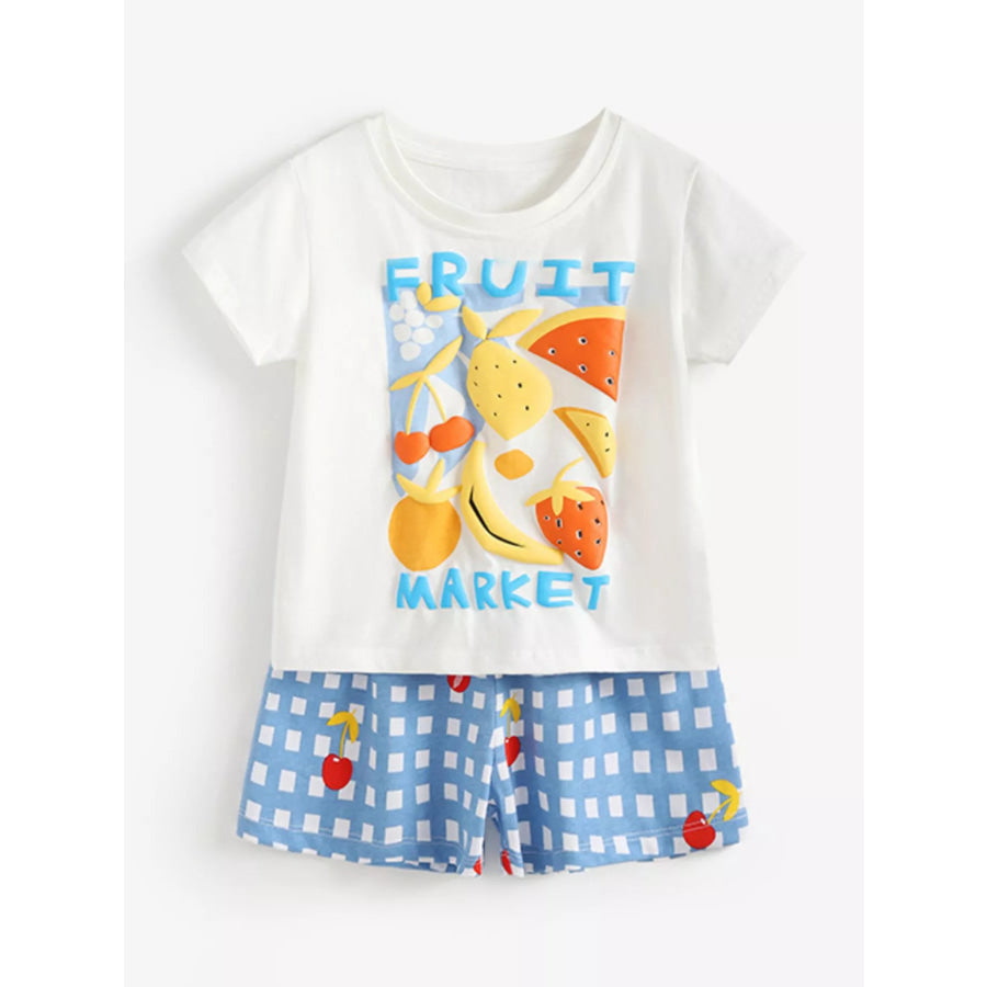 Children’s Fruit Market Graphic Tee and Gingham Shorts Set Apparel and Accessories