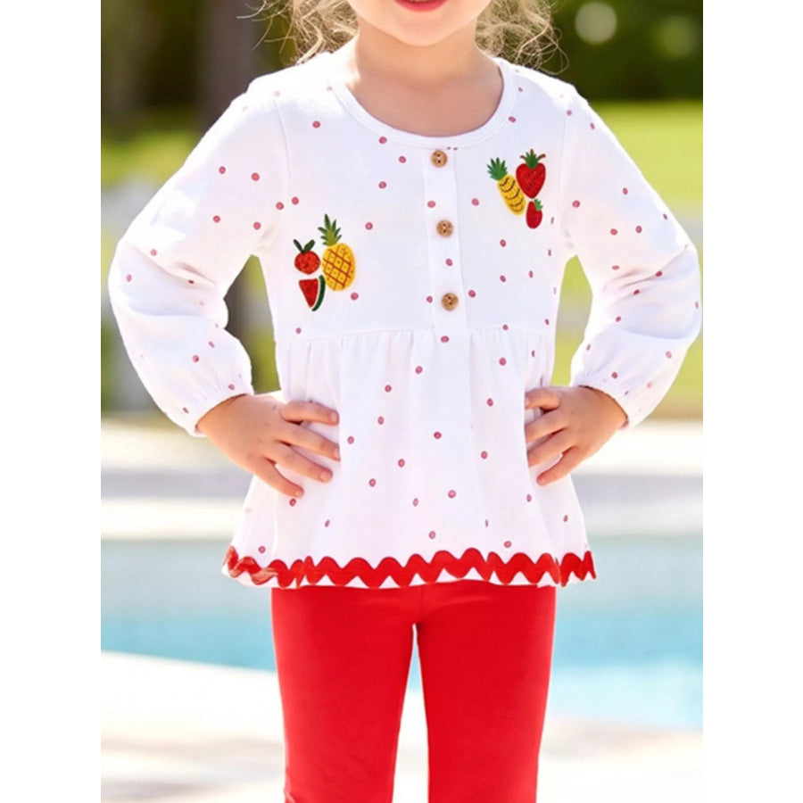 Children’s Fruit Peplum Top and Leggings Two-Piece Set Apparel and Accessories