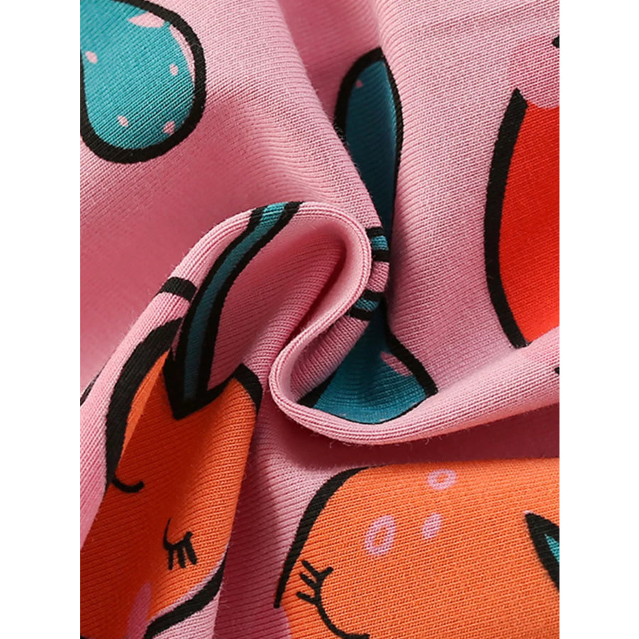 Children’s Fruit Print Round Neck Casual Dress Apparel and Accessories