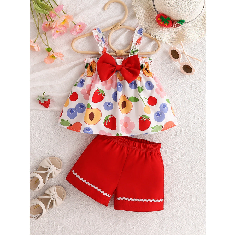 Children’s Fruit Print Tank Top & Solid Shorts Set Red / 12-18M Apparel and Accessories