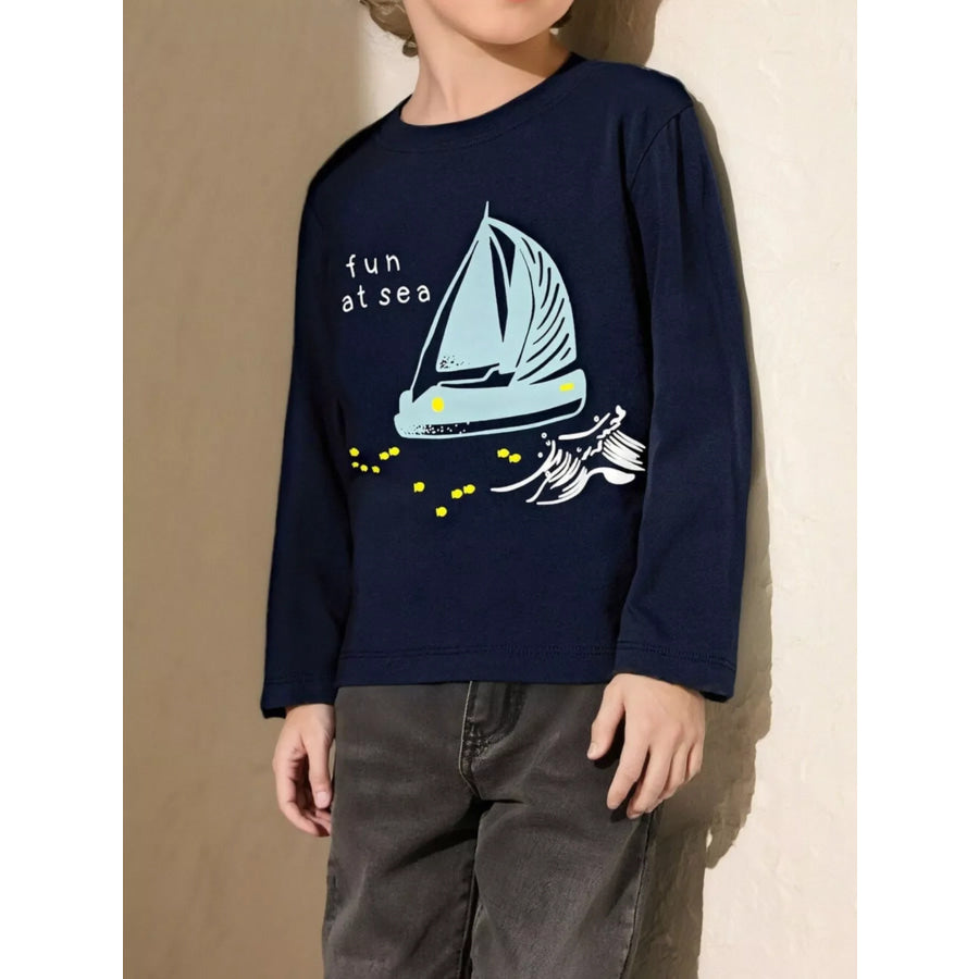 Children’s Fun at Sea Graphic Long Sleeve T-Shirt Black / 3Y Apparel and Accessories