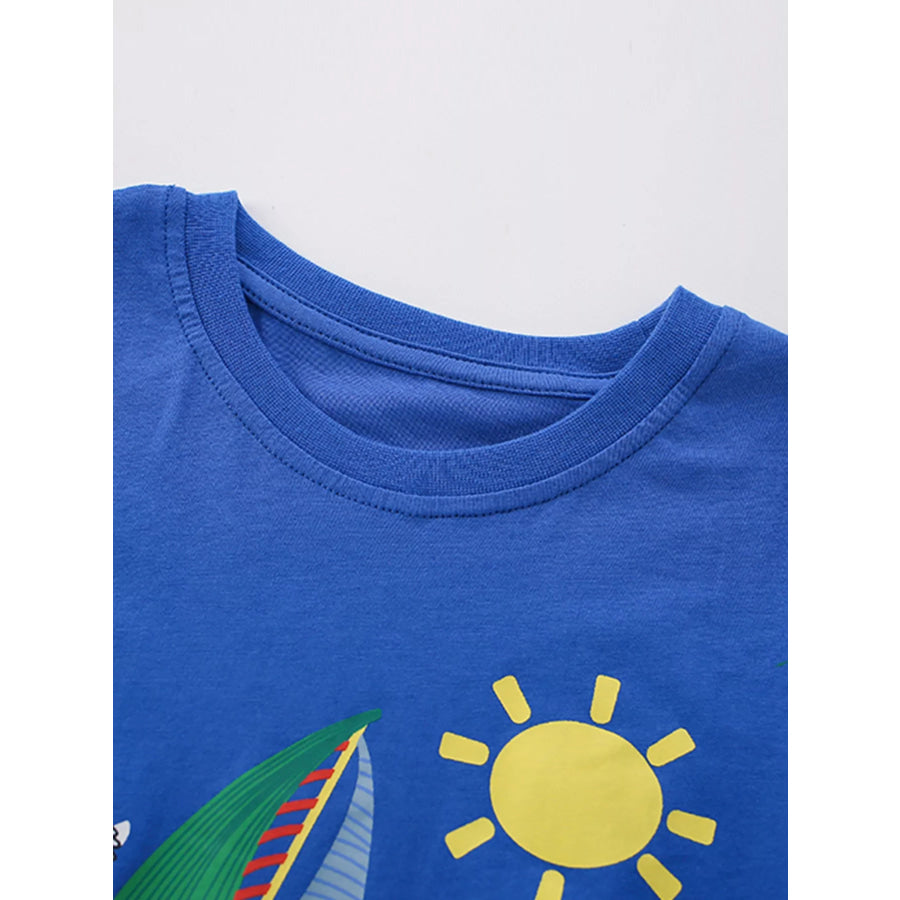 Children’s Fun at Sea Graphic Tee & Striped Shorts Set Apparel and Accessories