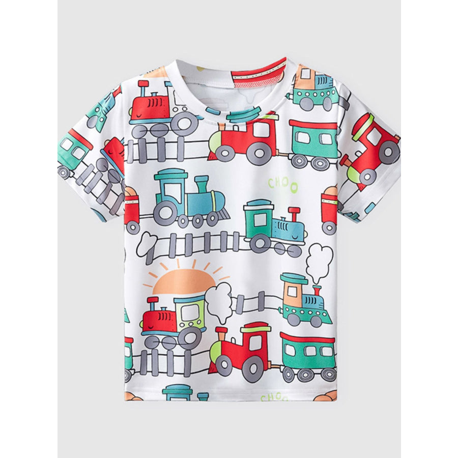 Children’s Fun Train Print Short Sleeve T-Shirt Apparel and Accessories