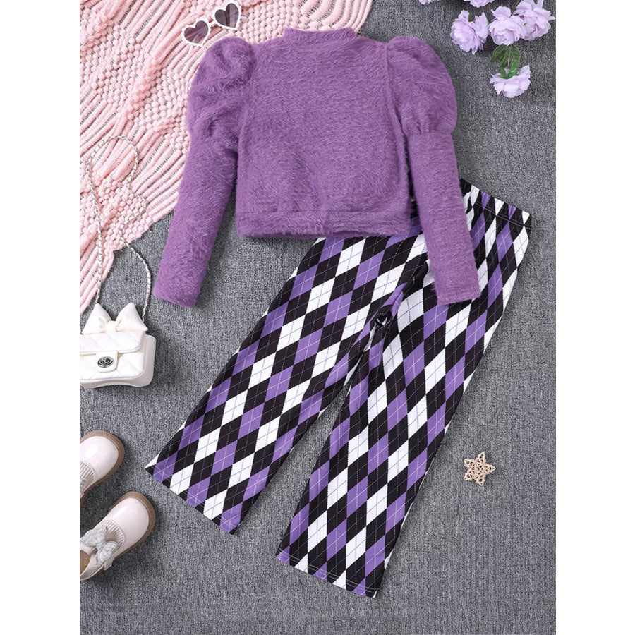 Children’s Fuzzy Knit Top & Pants Set Apparel and Accessories