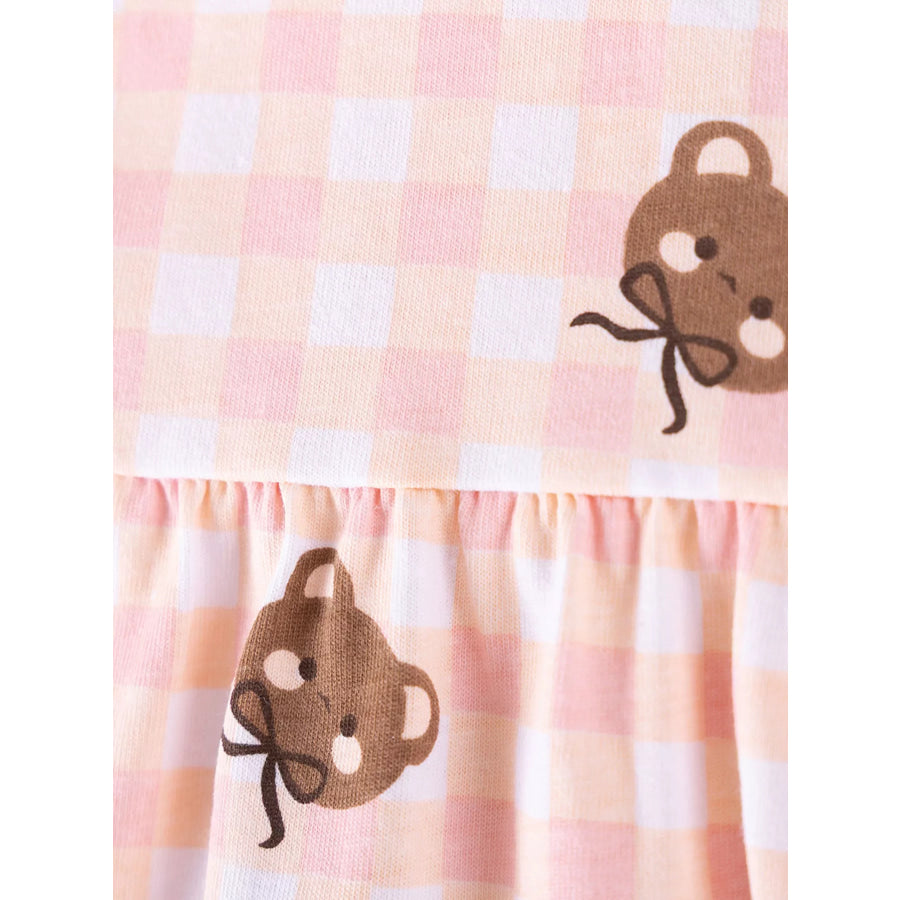 Children’s Gingham Bear Print Peplum Top and Leggings Set Apparel Accessories
