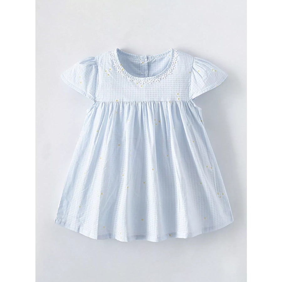 Children’s Gingham Cap Sleeve Dress Light Blue / 5Y Apparel and Accessories