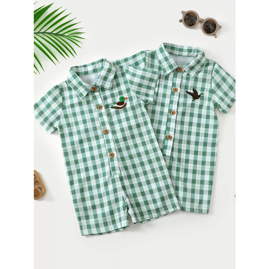 Children’s Gingham Duck Embroidered One-Piece Apparel and Accessories